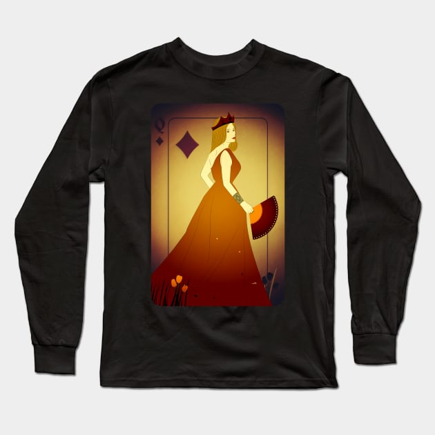 Queen of Diamonds Long Sleeve T-Shirt by andrewcformosa